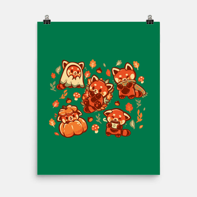 Red Panda Autumn Time-None-Matte-Poster-TechraNova
