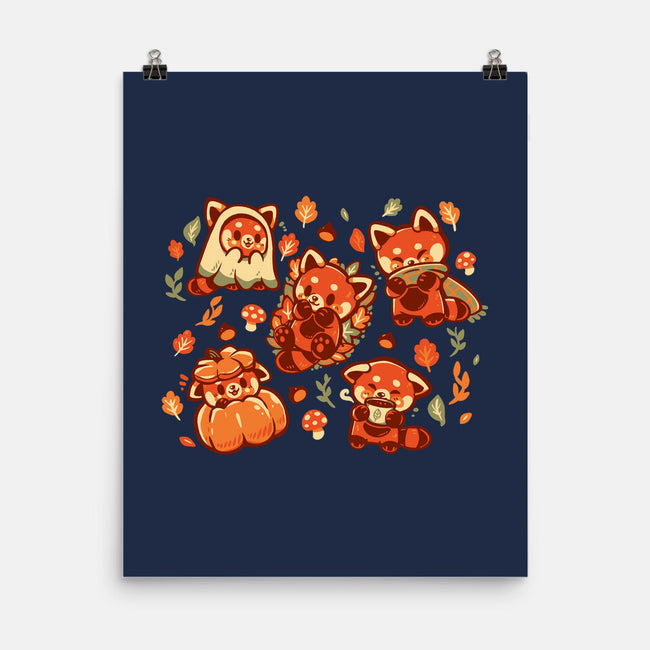 Red Panda Autumn Time-None-Matte-Poster-TechraNova