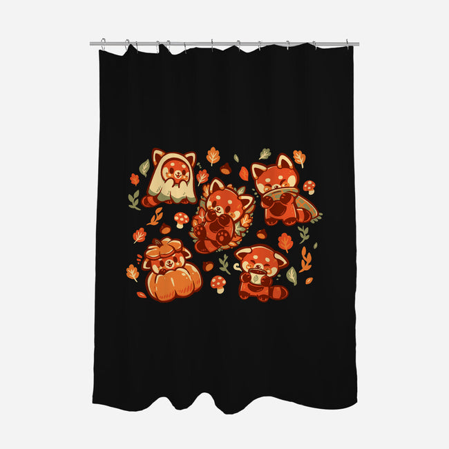 Red Panda Autumn Time-None-Polyester-Shower Curtain-TechraNova