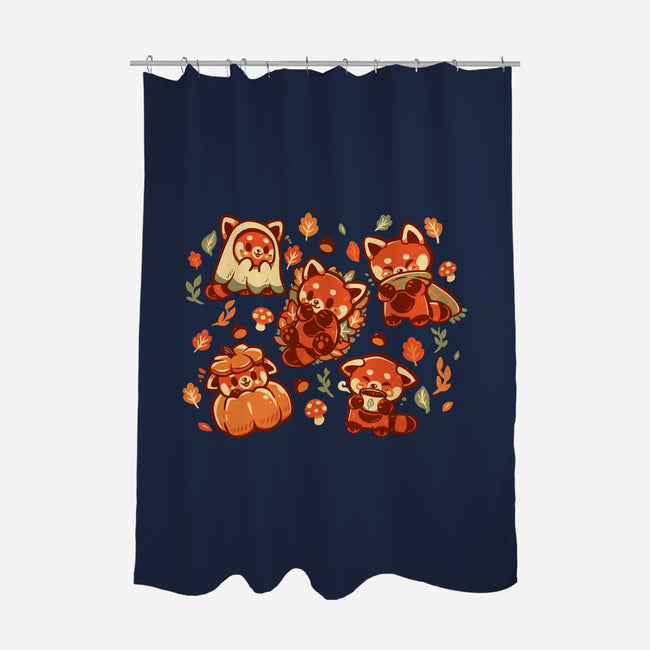 Red Panda Autumn Time-None-Polyester-Shower Curtain-TechraNova