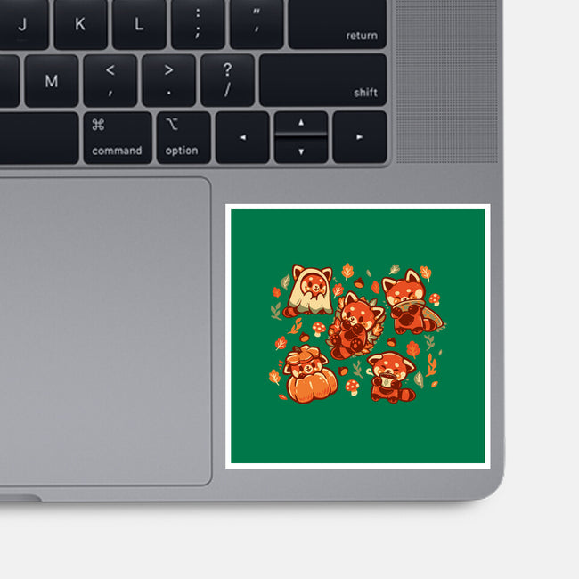 Red Panda Autumn Time-None-Glossy-Sticker-TechraNova