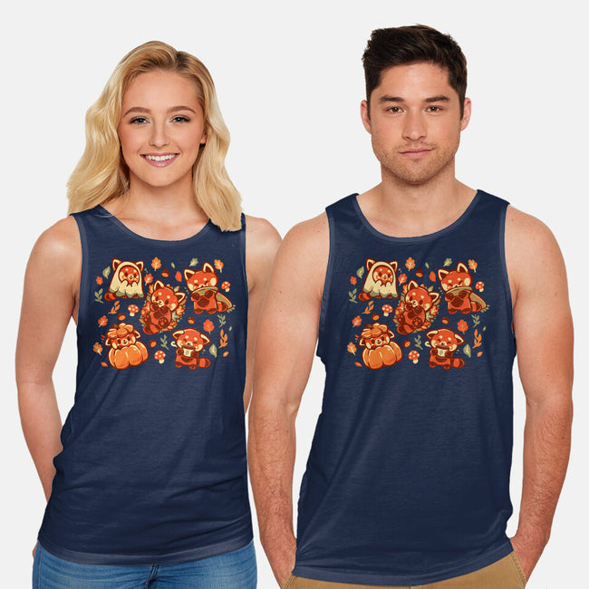 Red Panda Autumn Time-Unisex-Basic-Tank-TechraNova