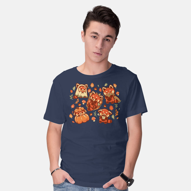 Red Panda Autumn Time-Mens-Basic-Tee-TechraNova