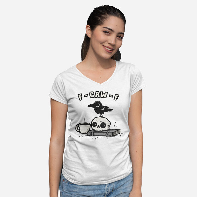 Snarky Raven-Womens-V-Neck-Tee-kg07