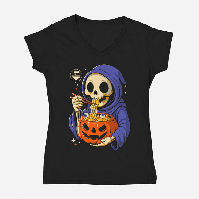 Ramen Or Tricks-Womens-V-Neck-Tee-Eoli Studio