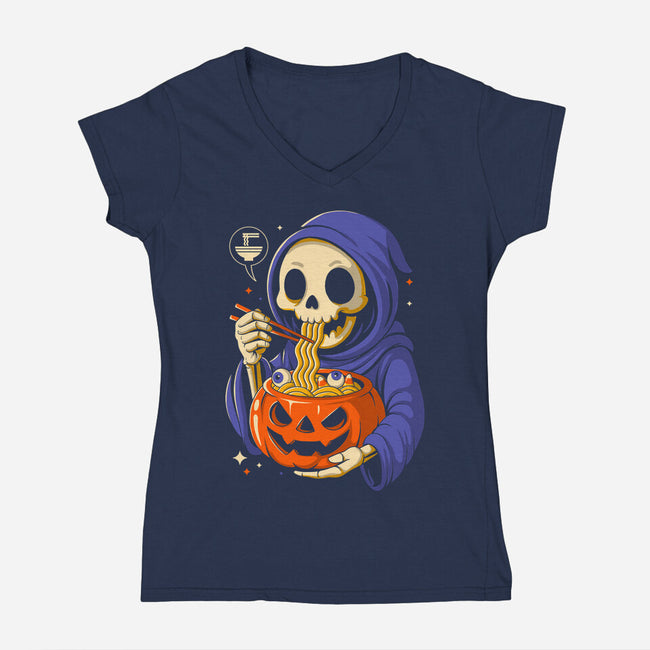 Ramen Or Tricks-Womens-V-Neck-Tee-Eoli Studio