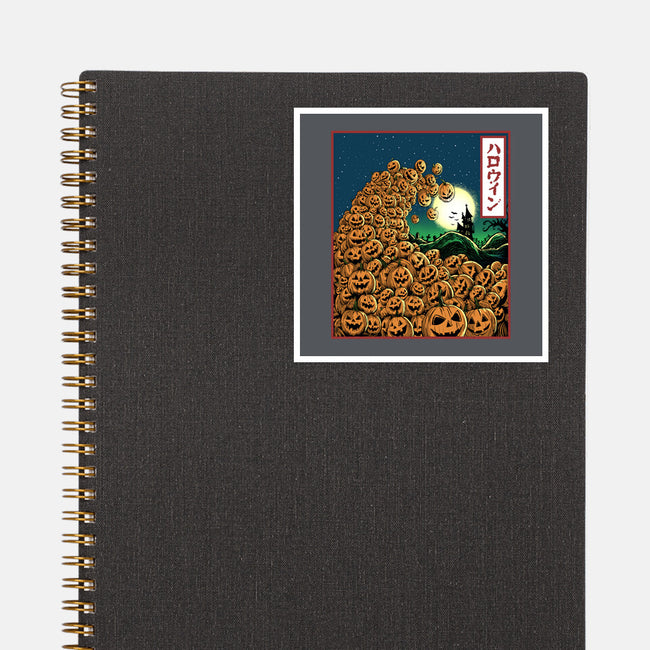 The Great Wave Of Halloween-None-Glossy-Sticker-zascanauta