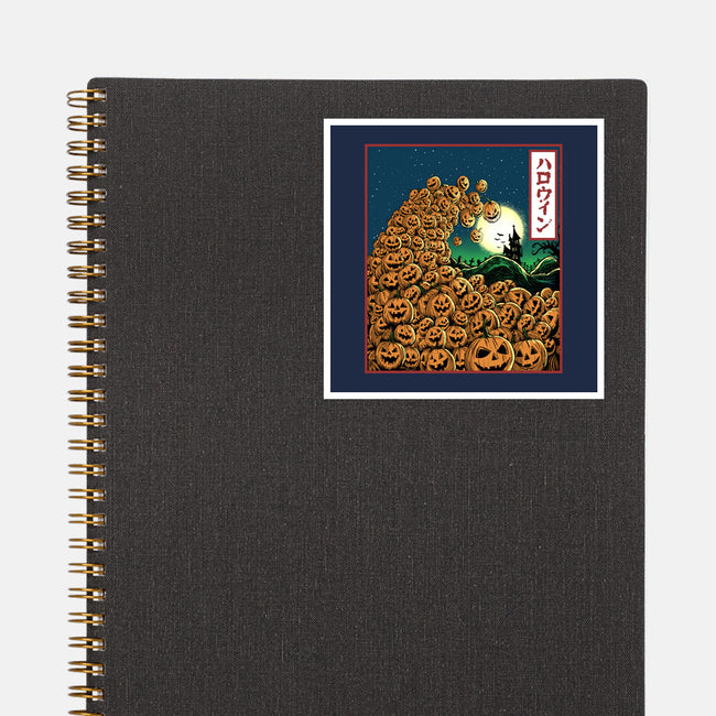 The Great Wave Of Halloween-None-Glossy-Sticker-zascanauta