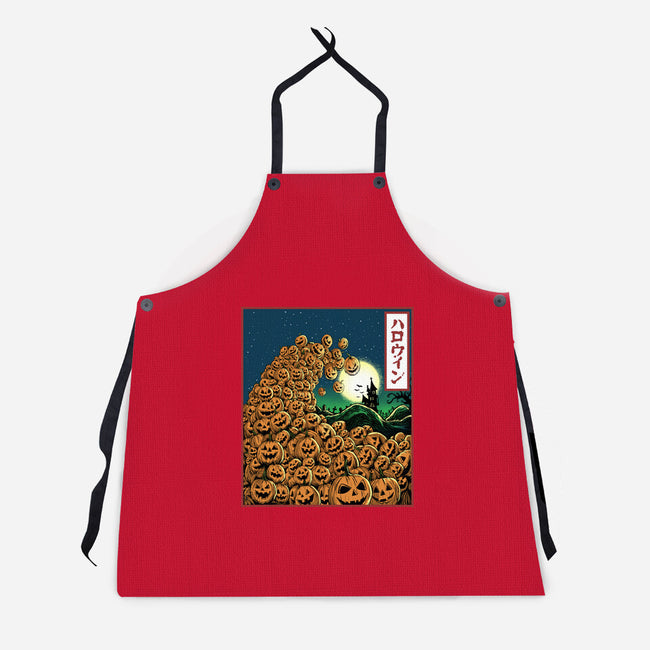 The Great Wave Of Halloween-Unisex-Kitchen-Apron-zascanauta