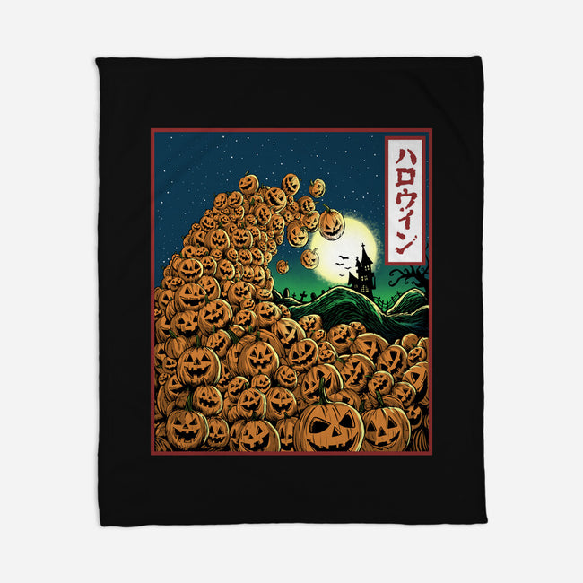 The Great Wave Of Halloween-None-Fleece-Blanket-zascanauta