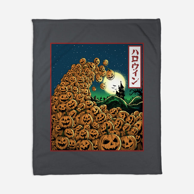 The Great Wave Of Halloween-None-Fleece-Blanket-zascanauta