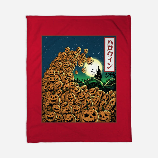 The Great Wave Of Halloween-None-Fleece-Blanket-zascanauta