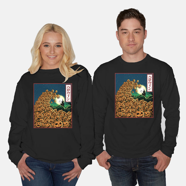 The Great Wave Of Halloween-Unisex-Crew Neck-Sweatshirt-zascanauta
