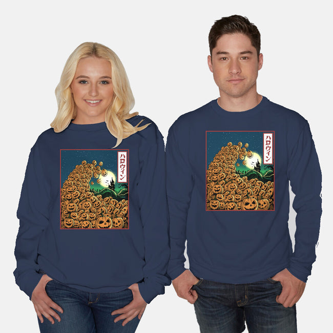 The Great Wave Of Halloween-Unisex-Crew Neck-Sweatshirt-zascanauta