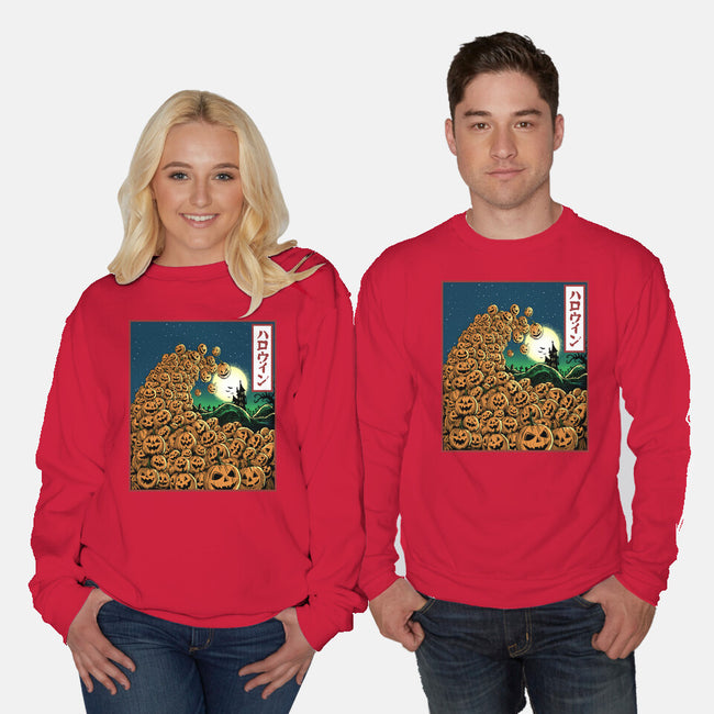 The Great Wave Of Halloween-Unisex-Crew Neck-Sweatshirt-zascanauta