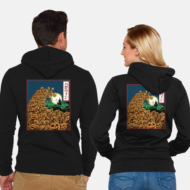 The Great Wave Of Halloween-Unisex-Zip-Up-Sweatshirt-zascanauta
