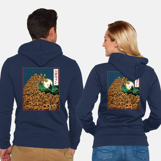 The Great Wave Of Halloween-Unisex-Zip-Up-Sweatshirt-zascanauta