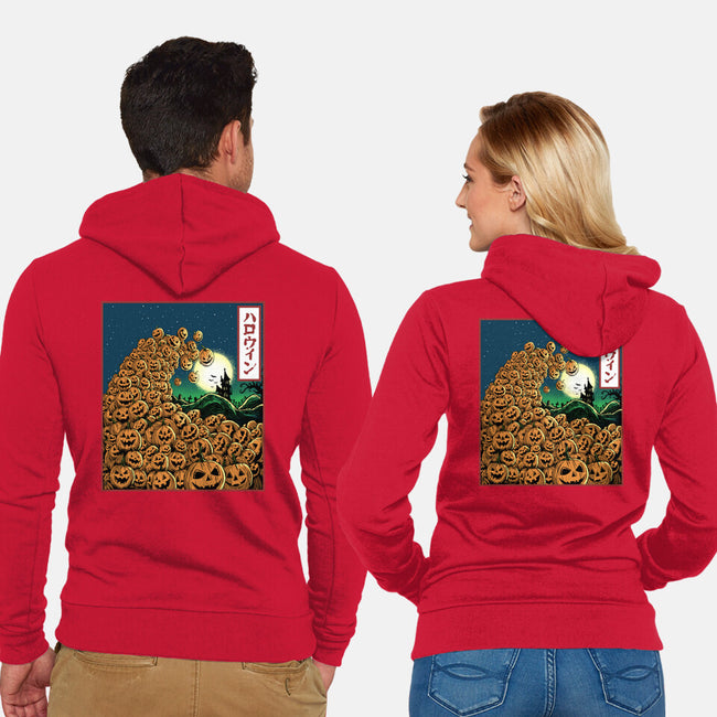 The Great Wave Of Halloween-Unisex-Zip-Up-Sweatshirt-zascanauta