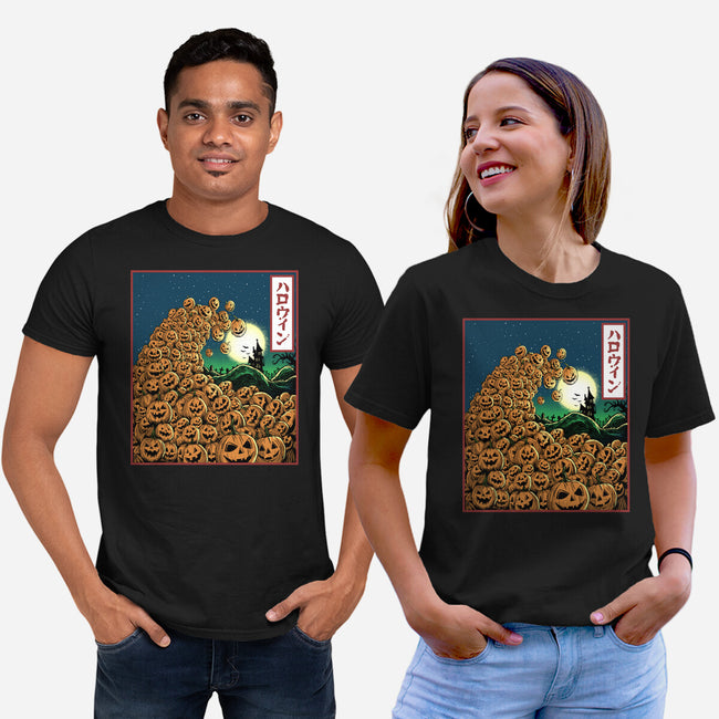 The Great Wave Of Halloween-Unisex-Basic-Tee-zascanauta