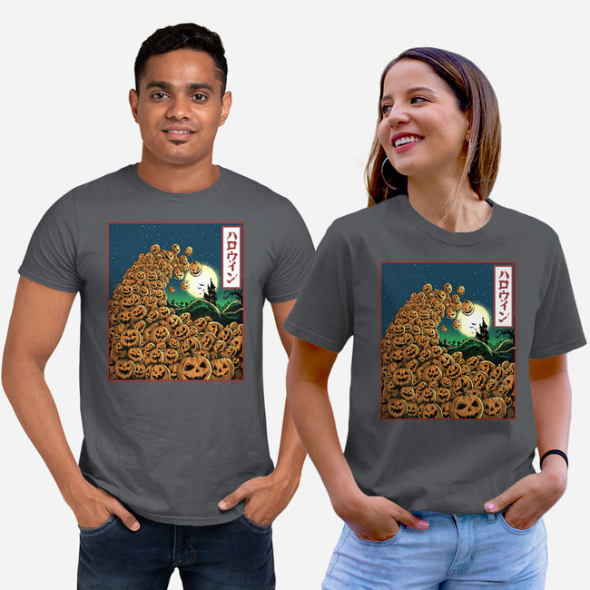 The Great Wave Of Halloween-Unisex-Basic-Tee-zascanauta