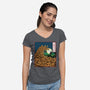 The Great Wave Of Halloween-Womens-V-Neck-Tee-zascanauta