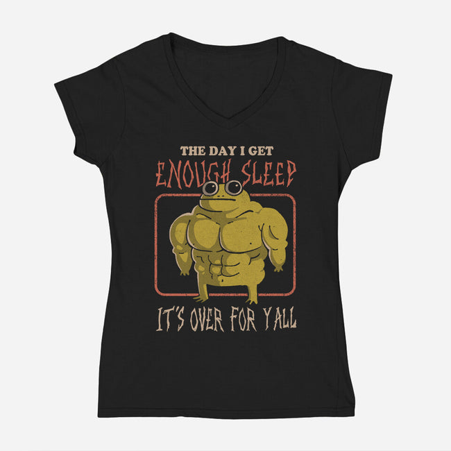 Sleepless Frog-Womens-V-Neck-Tee-eduely