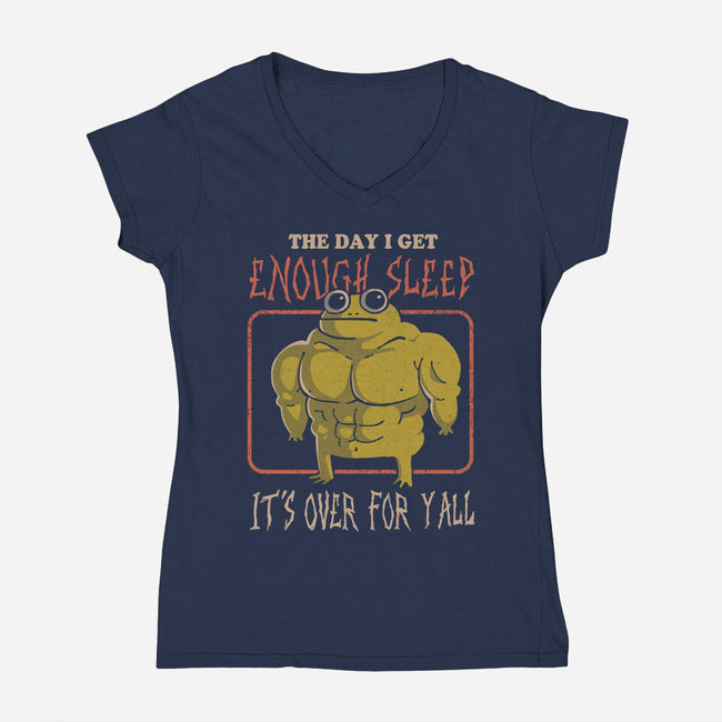 Sleepless Frog-Womens-V-Neck-Tee-eduely