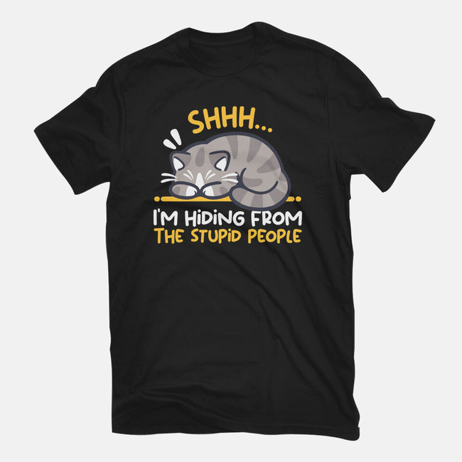 Hiding From The Stupid People-Womens-Fitted-Tee-NemiMakeit