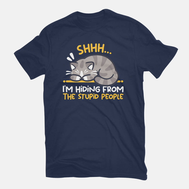 Hiding From The Stupid People-Womens-Fitted-Tee-NemiMakeit