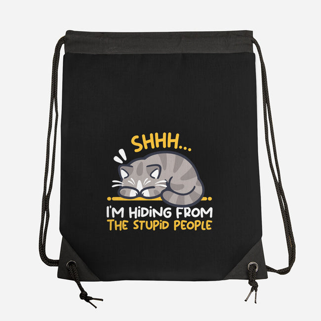 Hiding From The Stupid People-None-Drawstring-Bag-NemiMakeit