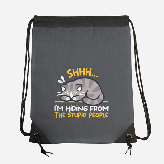 Hiding From The Stupid People-None-Drawstring-Bag-NemiMakeit