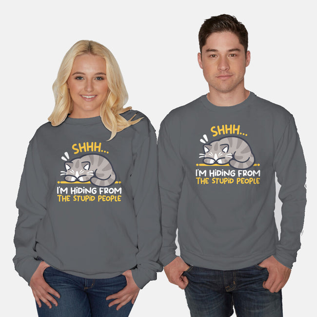 Hiding From The Stupid People-Unisex-Crew Neck-Sweatshirt-NemiMakeit