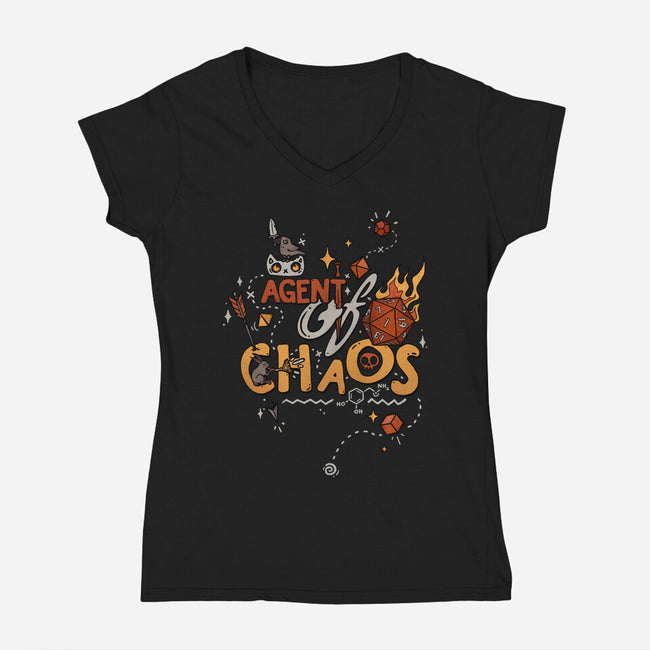 Agent Of Chaos-Womens-V-Neck-Tee-keyvei
