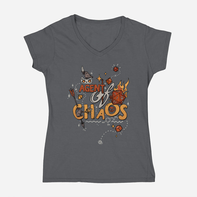 Agent Of Chaos-Womens-V-Neck-Tee-keyvei