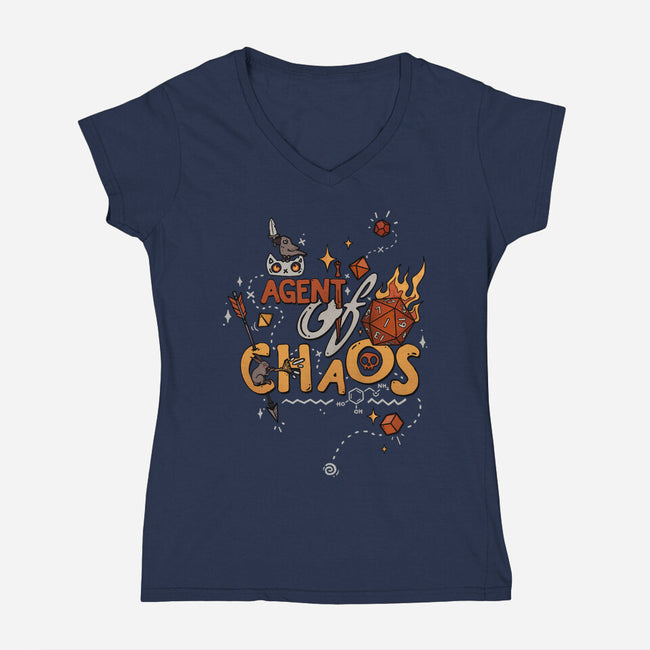 Agent Of Chaos-Womens-V-Neck-Tee-keyvei