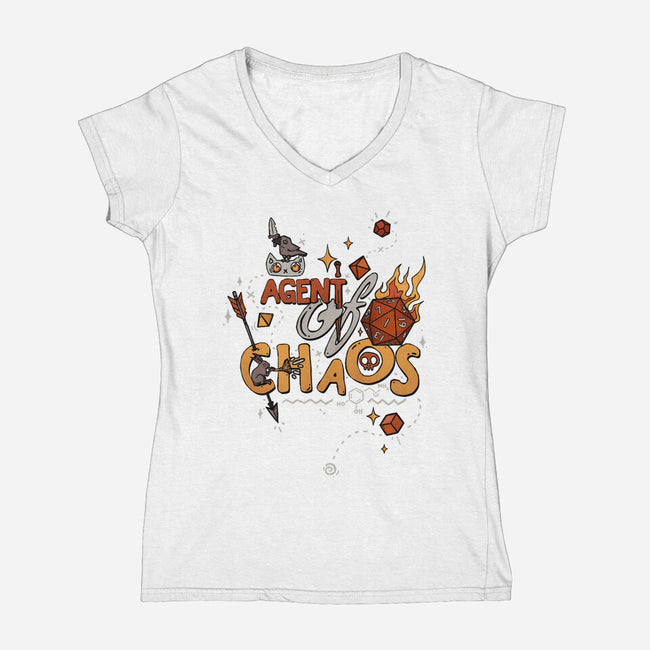 Agent Of Chaos-Womens-V-Neck-Tee-keyvei