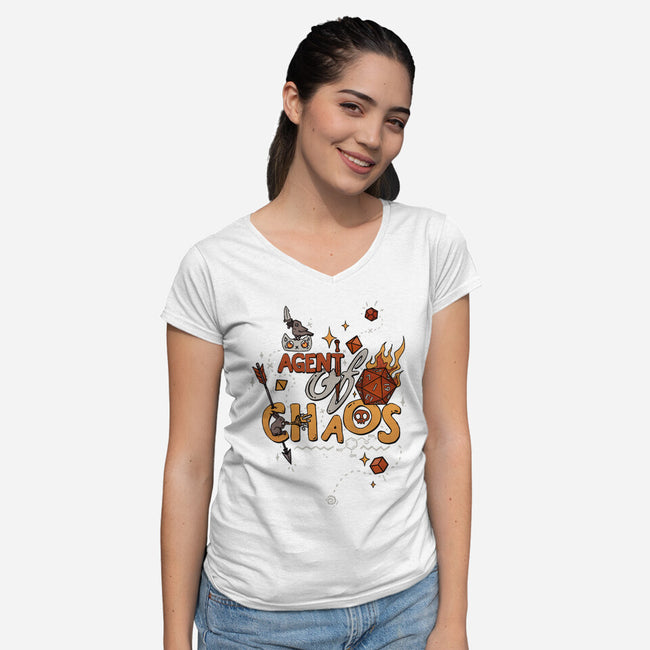 Agent Of Chaos-Womens-V-Neck-Tee-keyvei