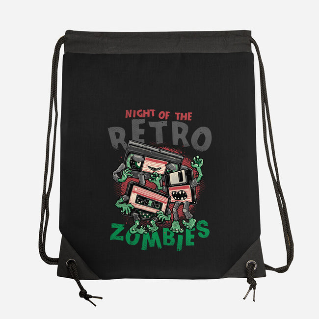 Night Of The Retro Zombies-None-Drawstring-Bag-glitchygorilla