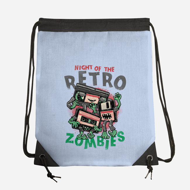 Night Of The Retro Zombies-None-Drawstring-Bag-glitchygorilla