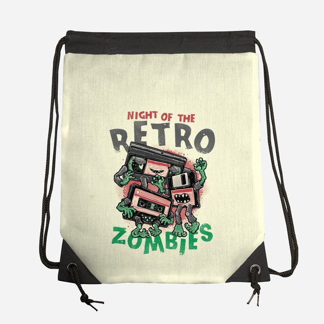 Night Of The Retro Zombies-None-Drawstring-Bag-glitchygorilla
