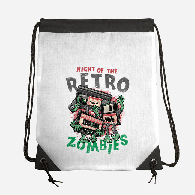 Night Of The Retro Zombies-None-Drawstring-Bag-glitchygorilla