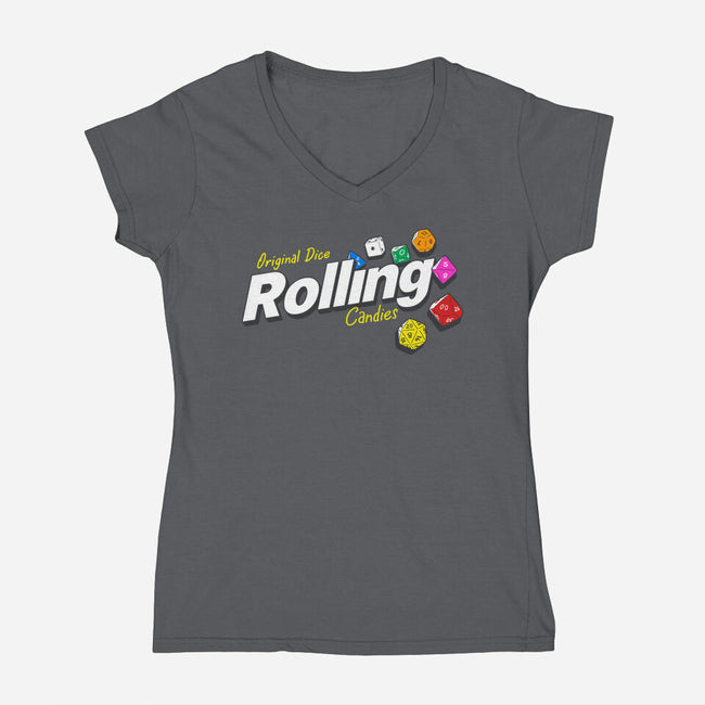 Rolling Candies-Womens-V-Neck-Tee-Getsousa!