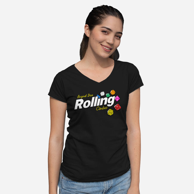 Rolling Candies-Womens-V-Neck-Tee-Getsousa!