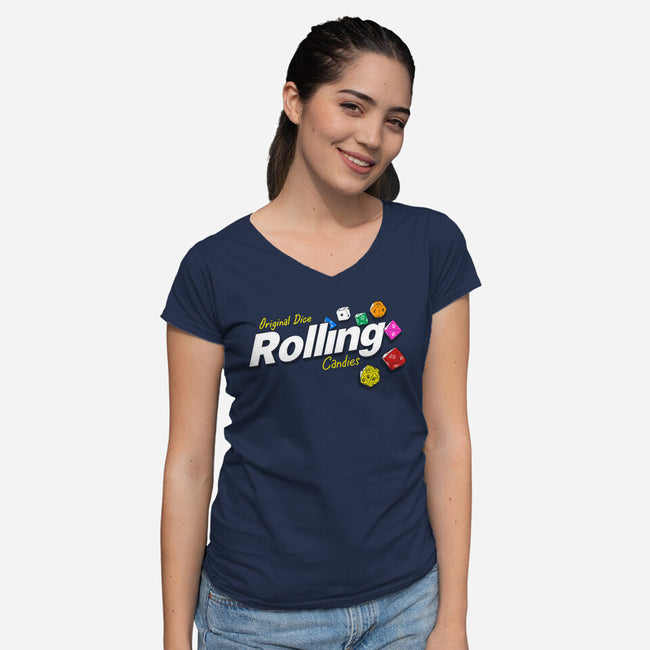 Rolling Candies-Womens-V-Neck-Tee-Getsousa!