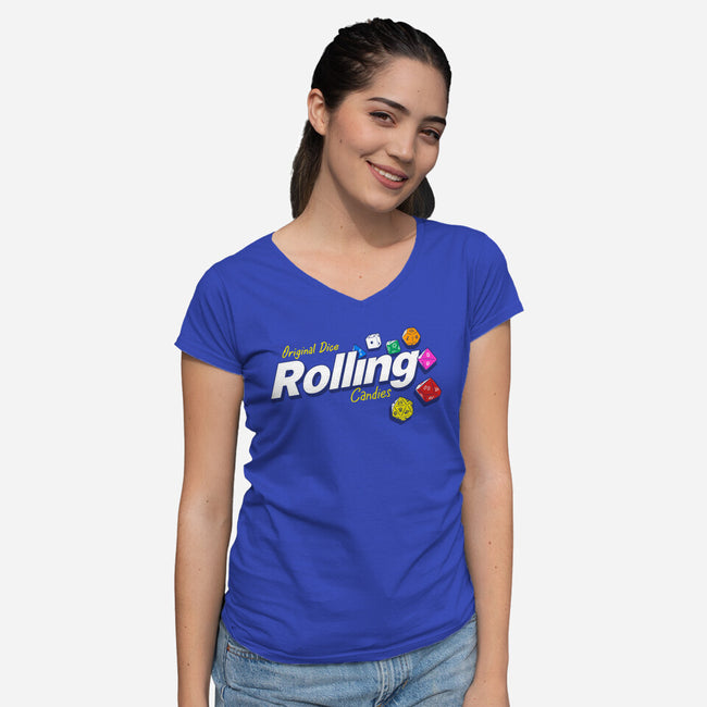 Rolling Candies-Womens-V-Neck-Tee-Getsousa!