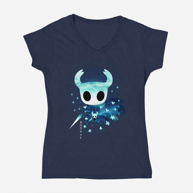 The Knight Landscape-Womens-V-Neck-Tee-dandingeroz