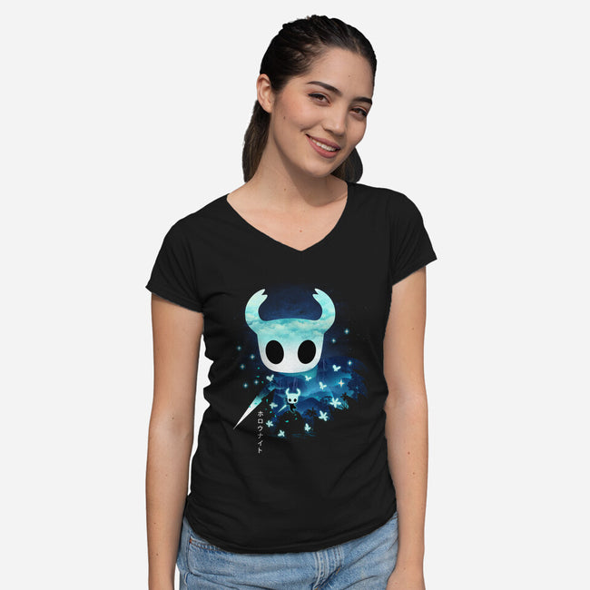 The Knight Landscape-Womens-V-Neck-Tee-dandingeroz