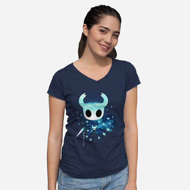 The Knight Landscape-Womens-V-Neck-Tee-dandingeroz