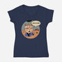 This Is Fine Meowster-Womens-V-Neck-Tee-vp021