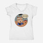 This Is Fine Meowster-Womens-V-Neck-Tee-vp021
